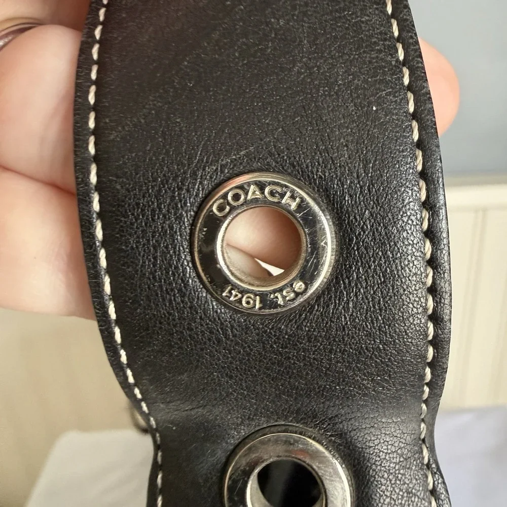 Vintage COACH BLACK East/West Soft Leather Duffle TASSEL Hobo Shoulder Bag Purse